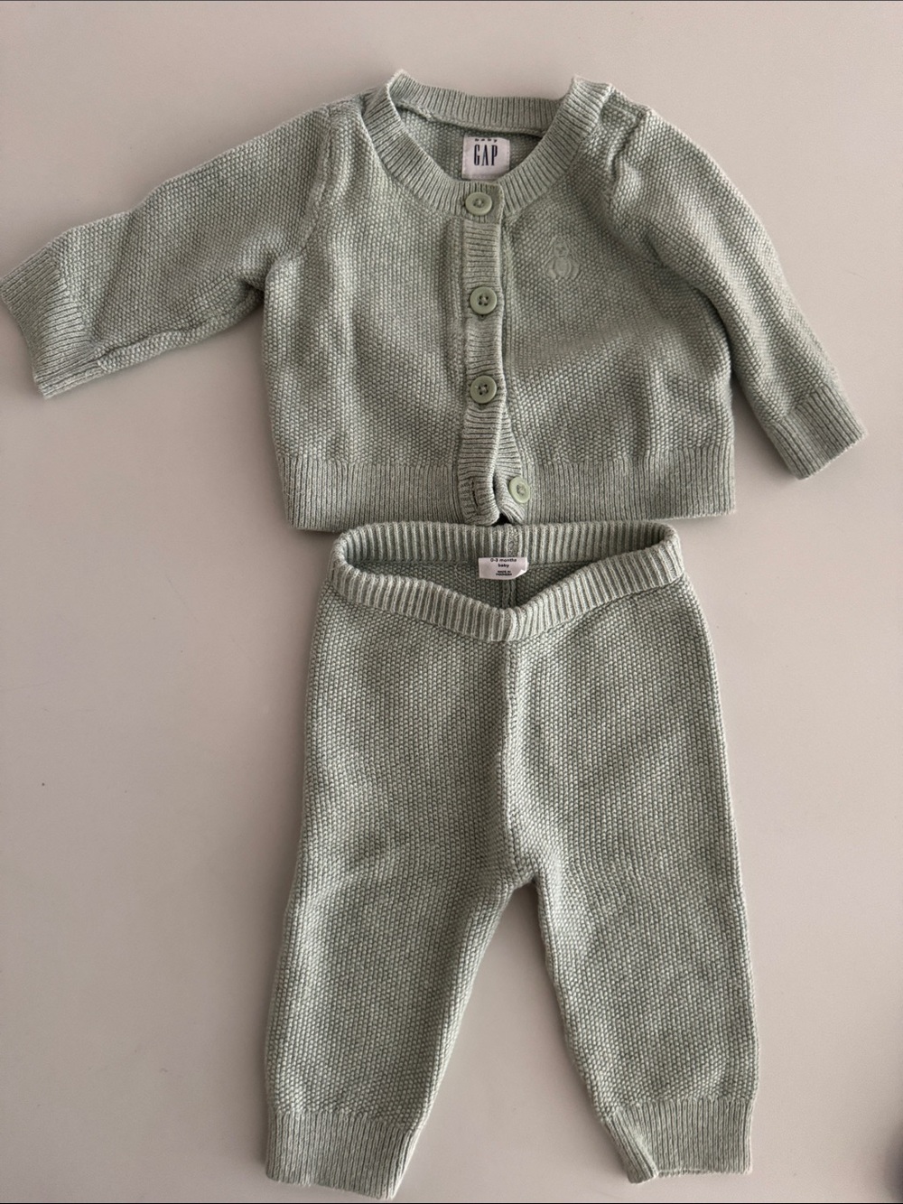 Baby GAP Mint Green Knit Cardigan and Pants Set